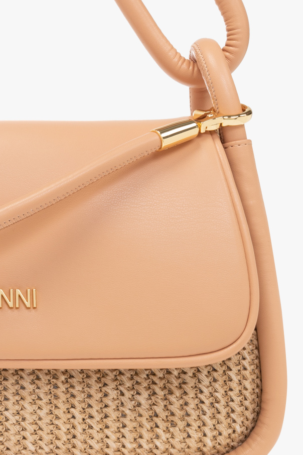 ショルダーバッグ・ポシェット Ganni Sculptural Beige Shoulder Bag With Braided Handle Ganni Sculptural Beige Shoulder Bag With Braided Handle